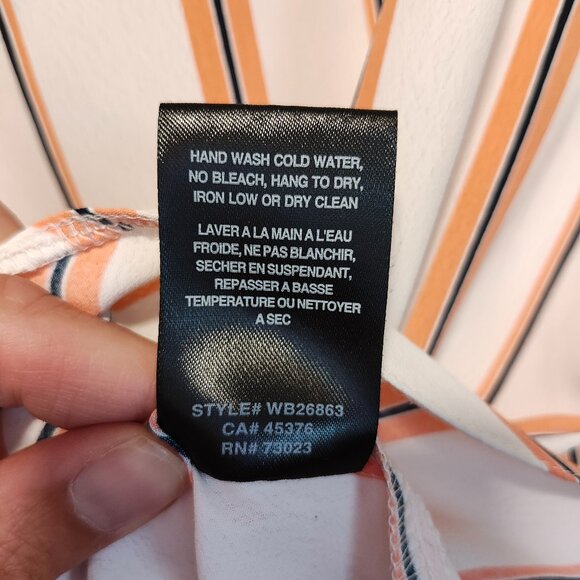 GUC Women's Suzy Shier 3/4 Sleeve Peach Striped Blouse - Sz M - Picture 6 of 8